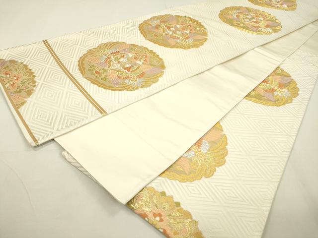 平和屋着物▼六通柄袋帯　唐織　向かい鳥花文　金銀糸　正絹　逸品　DAAU9699fe