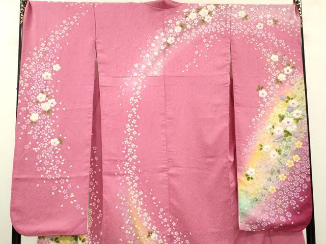 平和屋着物●豪華振袖　絞り　辻が花　暈し染　金彩　銀通し地　正絹　逸品　DAAU9803fe