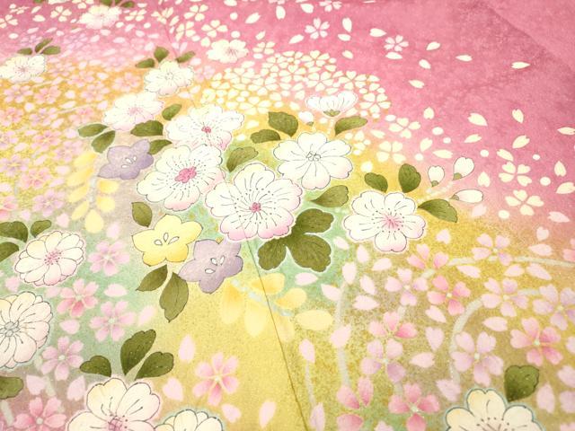 平和屋着物●豪華振袖　絞り　辻が花　暈し染　金彩　銀通し地　正絹　逸品　DAAU9803fe