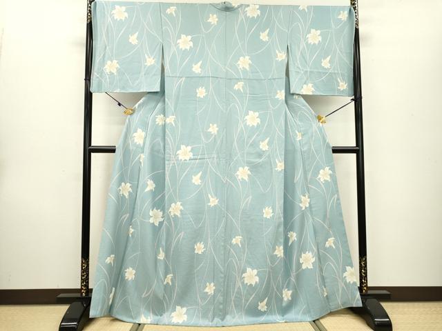 平和屋着物●華道家　假屋崎省吾プロデュース　きものの世界　小紋　舞花文　百合　正絹　逸品　DAAU9876fe