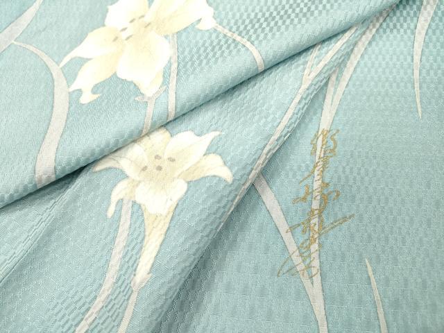 平和屋着物●華道家　假屋崎省吾プロデュース　きものの世界　小紋　舞花文　百合　正絹　逸品　DAAU9876fe