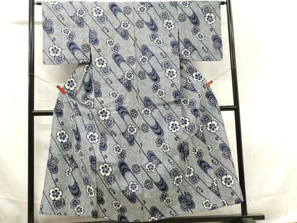 平和屋着物∴夏物 浴衣 流水花文 撫子 未使用 DAAV0073cd