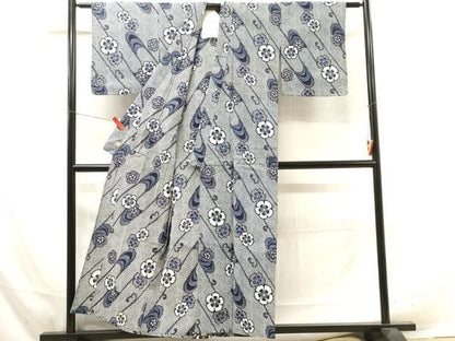 平和屋着物∴夏物 浴衣 流水花文 撫子 未使用 DAAV0073cd