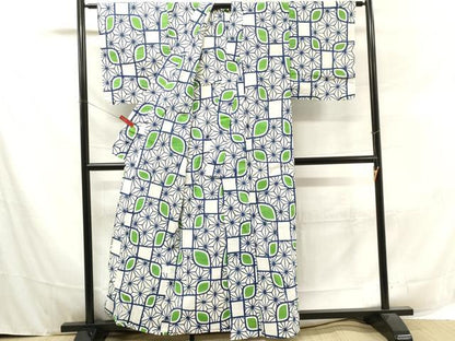 平和屋着物∴夏物 浴衣 麻の葉文様 綿 逸品 未使用 DAAV0156cd