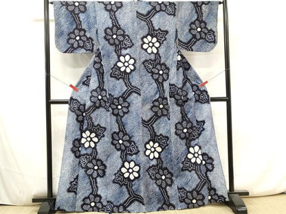 平和屋着物∴夏物 浴衣 有松鳴海絞り 草花文 綿 逸品 DAAV0292cd