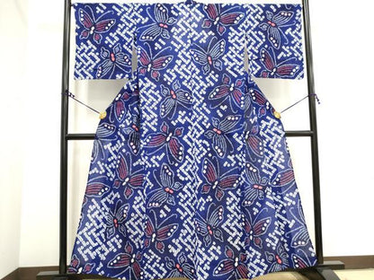 平和屋着物∴夏物 浴衣 有松鳴海絞り 舞蝶文 綿 逸品 DAAV0369cd