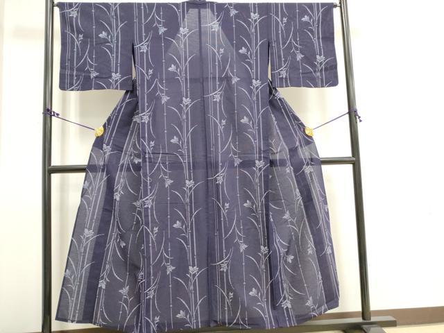 平和屋着物∴夏物 浴衣 綿絽 藍 花間道 綿 逸品 DAAV0462cd