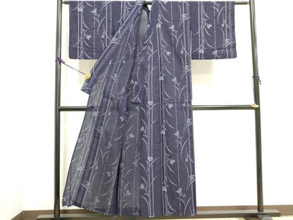 平和屋着物∴夏物 浴衣 綿絽 藍 花間道 綿 逸品 DAAV0462cd