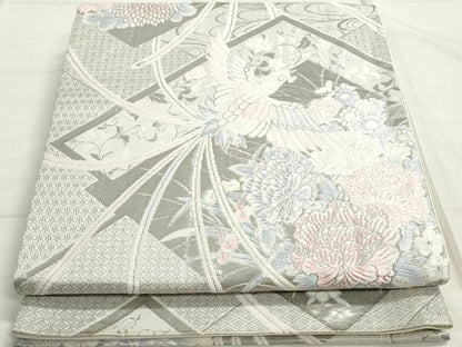 平和屋着物◎六通柄袋帯 唐織 清風鳳凰文 プラチナ箔 正絹 逸品 DAAV0539qa