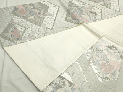 平和屋着物◎六通柄袋帯 唐織 清風鳳凰文 プラチナ箔 正絹 逸品 DAAV0539qa