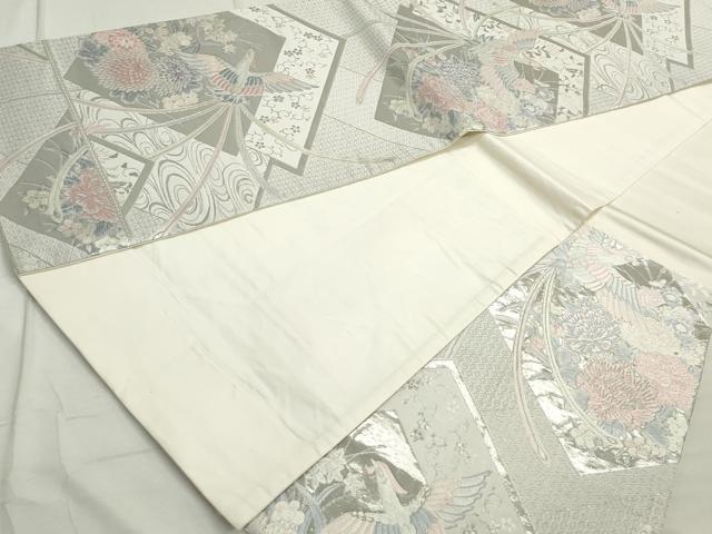 平和屋着物◎六通柄袋帯 唐織 清風鳳凰文 プラチナ箔 正絹 逸品 DAAV0539qa