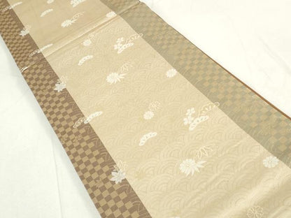 平和屋着物◎両面 六通柄袋帯 唐織 雪輪花蝶文 金糸 正絹 逸品 DAAV0572qa