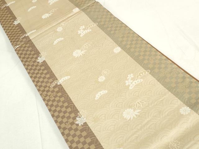 平和屋着物◎両面 六通柄袋帯 唐織 雪輪花蝶文 金糸 正絹 逸品 DAAV0572qa