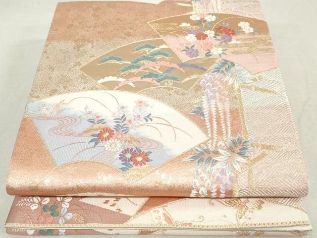 平和屋着物◎六通柄袋帯 唐織 地紙花蝶文 金銀糸 正絹 逸品 DAAV0609qa