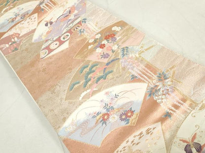平和屋着物◎六通柄袋帯 唐織 地紙花蝶文 金銀糸 正絹 逸品 DAAV0609qa