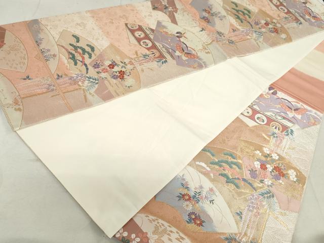 平和屋着物◎六通柄袋帯 唐織 地紙花蝶文 金銀糸 正絹 逸品 DAAV0609qa