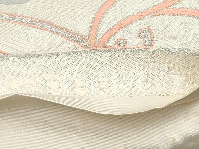 平和屋着物◎佐賀錦　六通柄袋帯　唐織　花車文　銀糸　正絹　逸品　DAAV0763qa