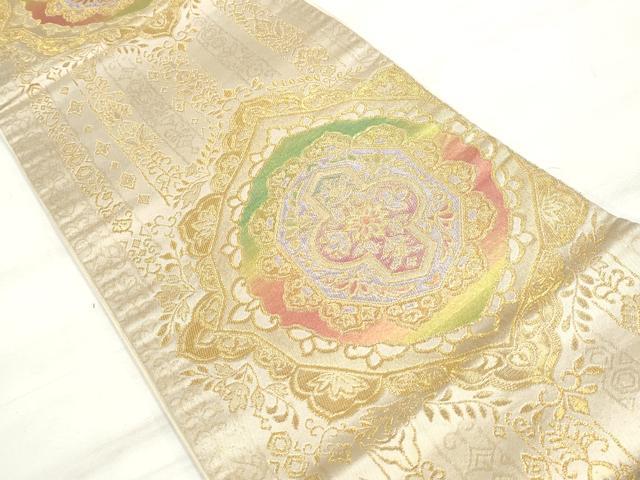 平和屋着物◎六通柄袋帯　花間道　金糸　正絹　逸品　DAAV0768qa