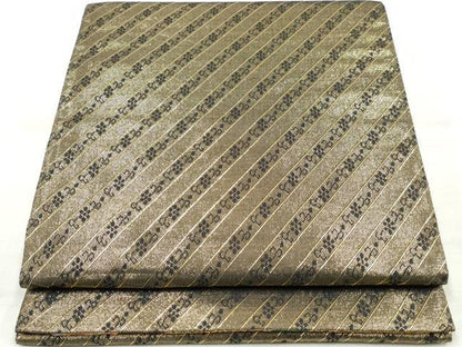平和屋着物◎六通柄袋帯　吉祥御所車花文　黒地　金銀糸　正絹　逸品　DAAV0771qa