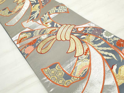 平和屋着物◎六通柄袋帯　唐織　束ね熨斗鳳凰花文　金銀糸　正絹　逸品　DAAV0772qa