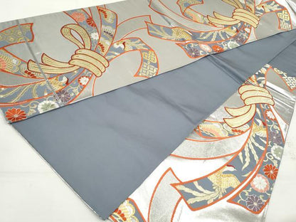 平和屋着物◎六通柄袋帯　唐織　束ね熨斗鳳凰花文　金銀糸　正絹　逸品　DAAV0772qa