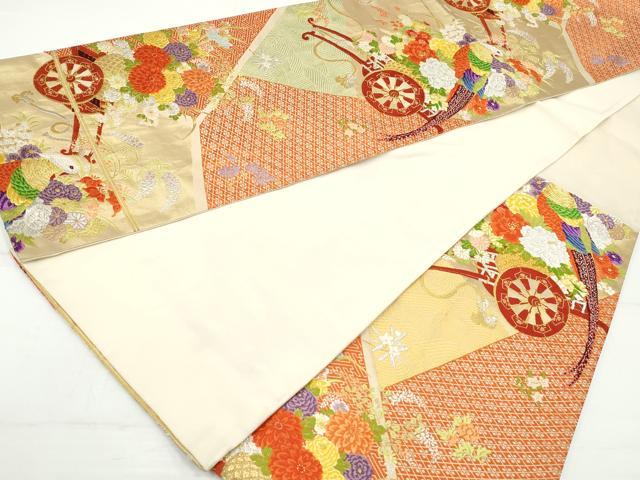 平和屋着物◎六通柄袋帯　唐織　花鳥文　金銀糸　正絹　逸品　DAAV0830qa