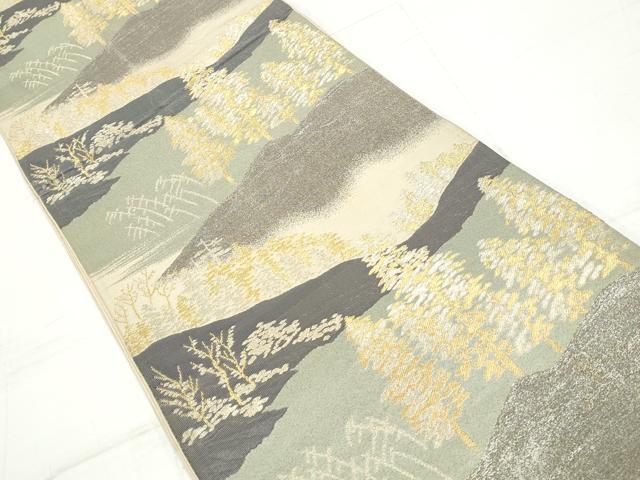 平和屋着物◎六通柄袋帯 風景文 金銀糸 正絹 逸品 DAAV0835qa