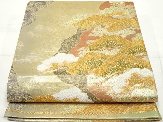 平和屋着物◎六通柄袋帯 道長笠松文 琳彩錦 金銀糸 正絹 逸品 DAAV0837qa