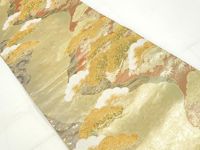 平和屋着物◎六通柄袋帯 道長笠松文 琳彩錦 金銀糸 正絹 逸品 DAAV0837qa