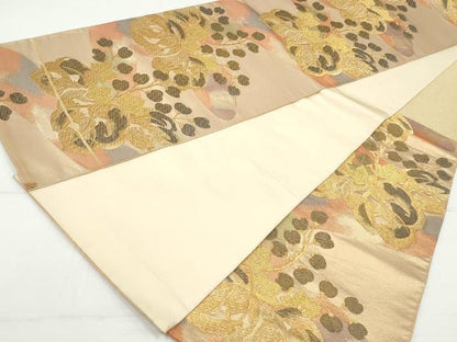 平和屋着物◎六通柄袋帯　五七桐　金糸　正絹　逸品　DAAV0843qa