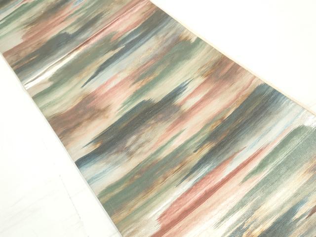 平和屋着物◎六通柄袋帯　霞文　正絹　逸品　DAAV0851qa