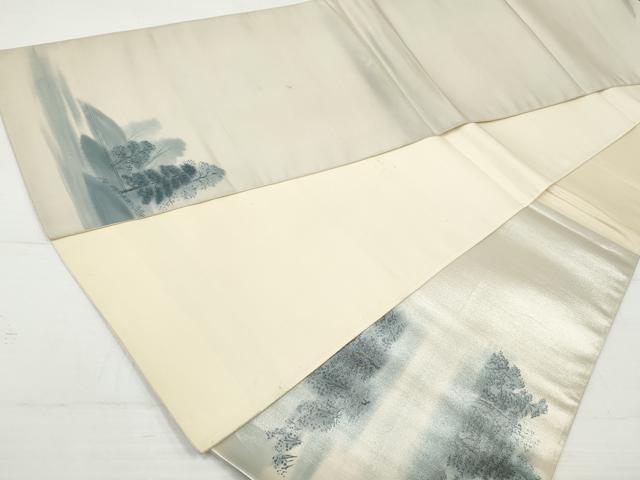 平和屋着物◎太鼓柄袋帯 風景文 銀糸 正絹 逸品 DAAV0861qa