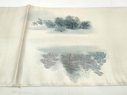 平和屋着物◎太鼓柄袋帯 風景文 銀糸 正絹 逸品 DAAV0861qa