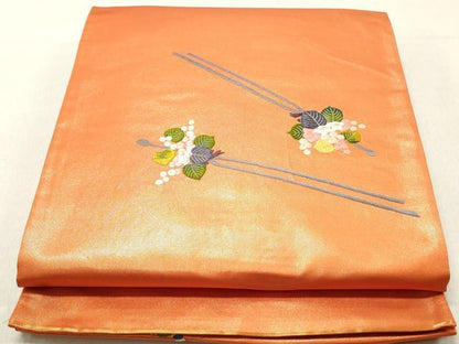 平和屋着物◎太鼓柄袋帯　唐織　総刺繍　簪　金銀糸　正絹　逸品　DAAV0869qa