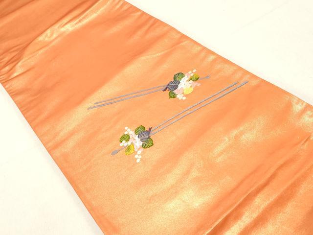 平和屋着物◎太鼓柄袋帯　唐織　総刺繍　簪　金銀糸　正絹　逸品　DAAV0869qa