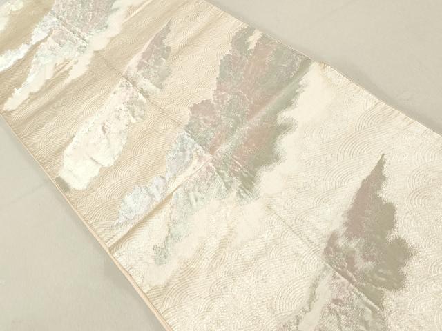 平和屋着物◎六通柄袋帯 立波文 銀糸 正絹 逸品 DAAV0893qa