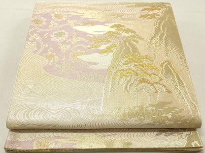平和屋着物◎六通柄袋帯 重ね山枝松文 金銀糸 正絹 逸品 DAAV0907qa