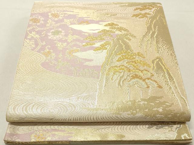 平和屋着物◎六通柄袋帯 重ね山枝松文 金銀糸 正絹 逸品 DAAV0907qa
