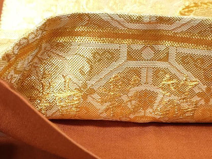 平和屋着物◎本佐賀錦　六通柄袋帯　釉彩箔　松竹梅　金糸　正絹　逸品　DAAV0913qa