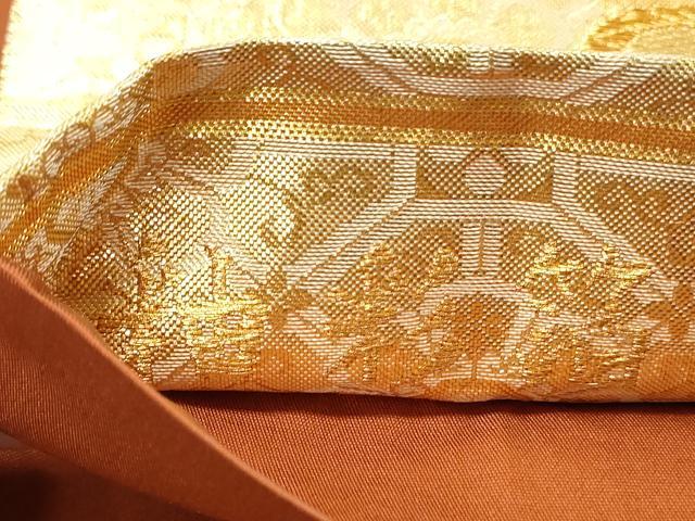 平和屋着物◎本佐賀錦　六通柄袋帯　釉彩箔　松竹梅　金糸　正絹　逸品　DAAV0913qa