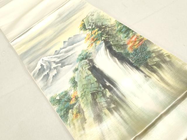 平和屋着物◎太鼓柄袋帯　手描き　風景文　銀糸　正絹　逸品　DAAV0917qa