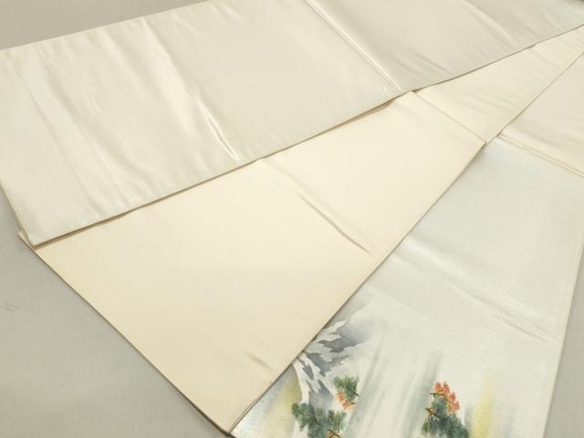 平和屋着物◎太鼓柄袋帯　手描き　風景文　銀糸　正絹　逸品　DAAV0917qa