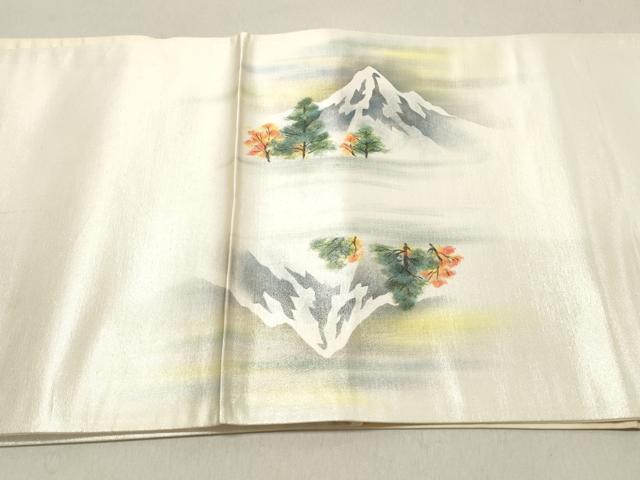 平和屋着物◎太鼓柄袋帯　手描き　風景文　銀糸　正絹　逸品　DAAV0917qa