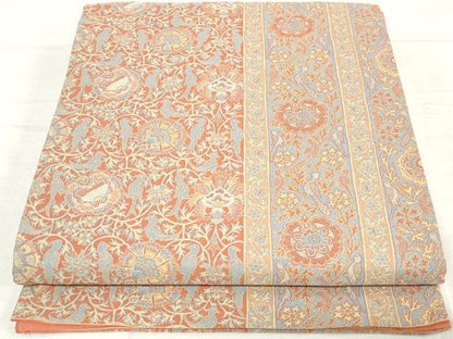 平和屋着物◎六通柄袋帯　更紗花鳥間道　正絹　逸品　DAAV0961qa