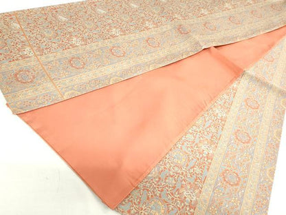 平和屋着物◎六通柄袋帯　更紗花鳥間道　正絹　逸品　DAAV0961qa