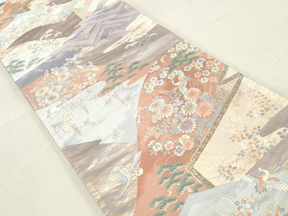 平和屋着物◎六通柄袋帯　唐織　九百錦　山麗春秋文　金糸　正絹　逸品　DAAV0966qa