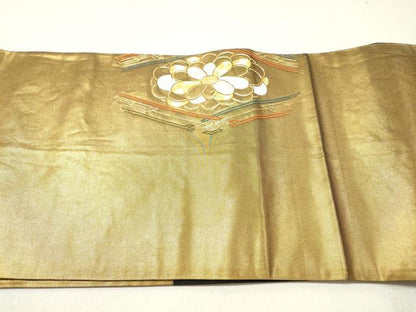 平和屋着物◎太鼓柄袋帯　駒刺繍　花菱文　正絹　逸品　DAAV0972qa
