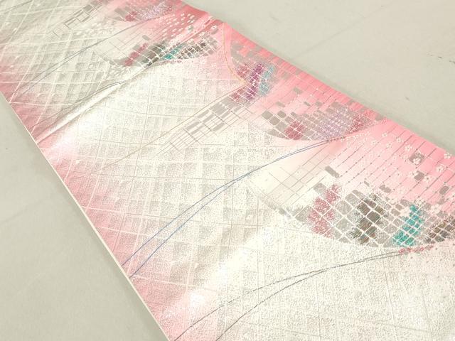 平和屋着物◎六通柄袋帯　舞蝶文　金銀糸　正絹　逸品　DAAV0985qa