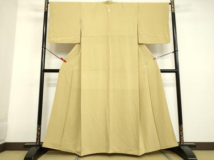 平和屋着物●上質な色無地 枯草色 正絹 逸品 DAAV1036tw