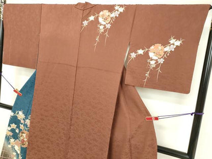 平和屋着物●訪問着　雪輪御所車草花文　暈し染め　金彩　正絹　逸品　DAAV1070tw
